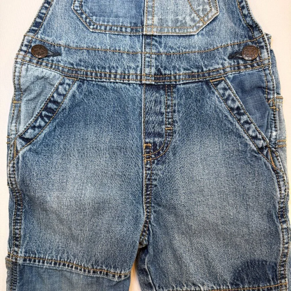 OSH KOSH B'Gosh Patchwork Denim Overalls Vestbak Blue 2T Vintage